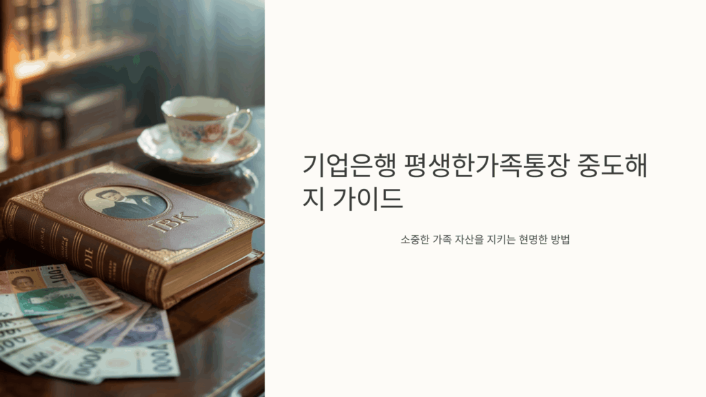 기업은행 평생한가족 중도해지 가이드