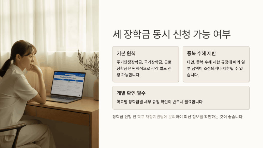 세 장학금 동시 신청 가능 여부
