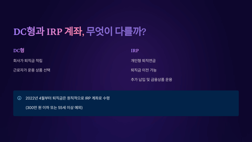 DC형과 IRP 계좌의 차이점