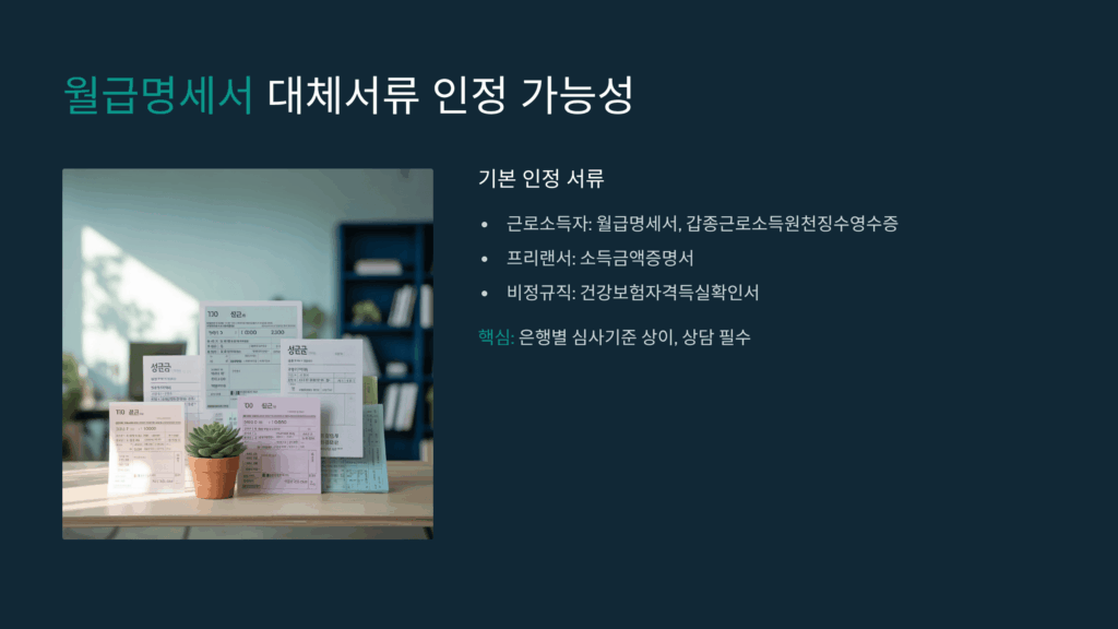 월급명세서 대체서류 인정가능성