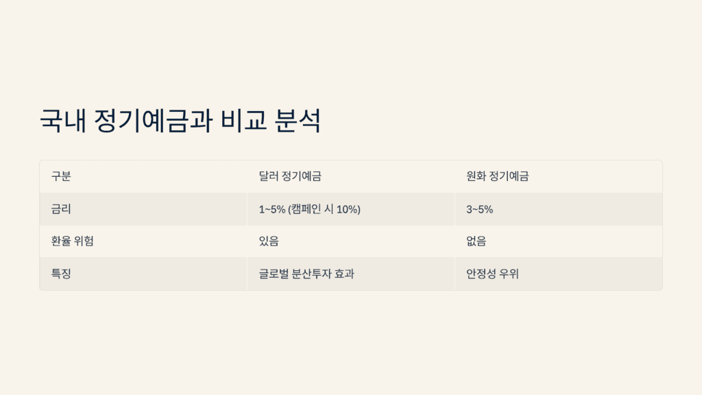 국내 정기예금과 비교 분석