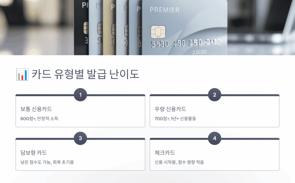 카드 유형별 발급 난이도
