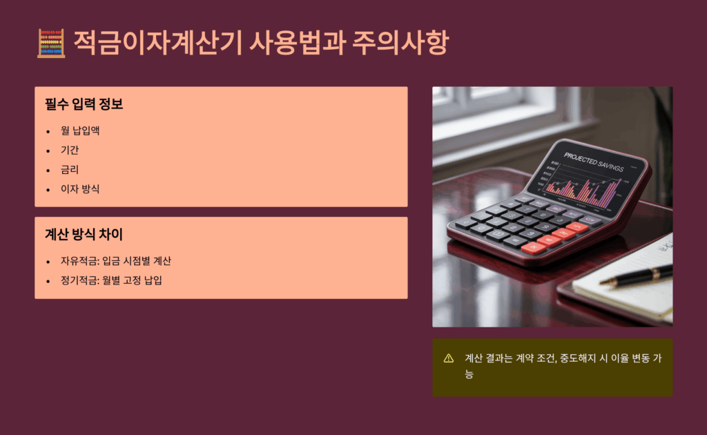 적금이자계산기 사용법과 주의사항