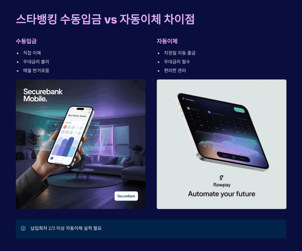 스타뱅킹 수동입금 vs 자동이체 차이점