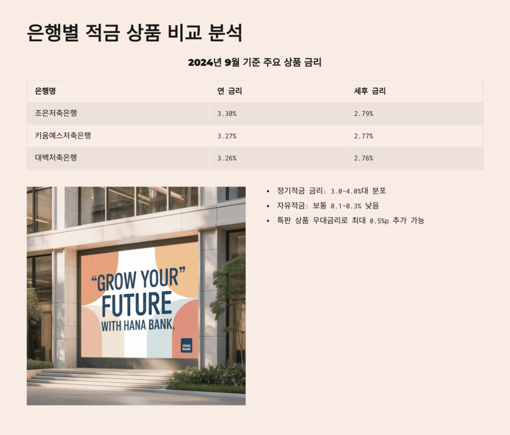 은행별 적금 상품 비교 분석