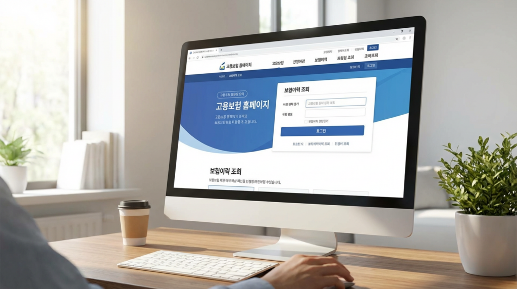 고용24 홈페이지 고용보험 피보험 이력 조회 화면 캡처, 고용보험 가입 일수가 100일 이상인지 여부가 요건심사형과 선발형을 가르는 기준이다